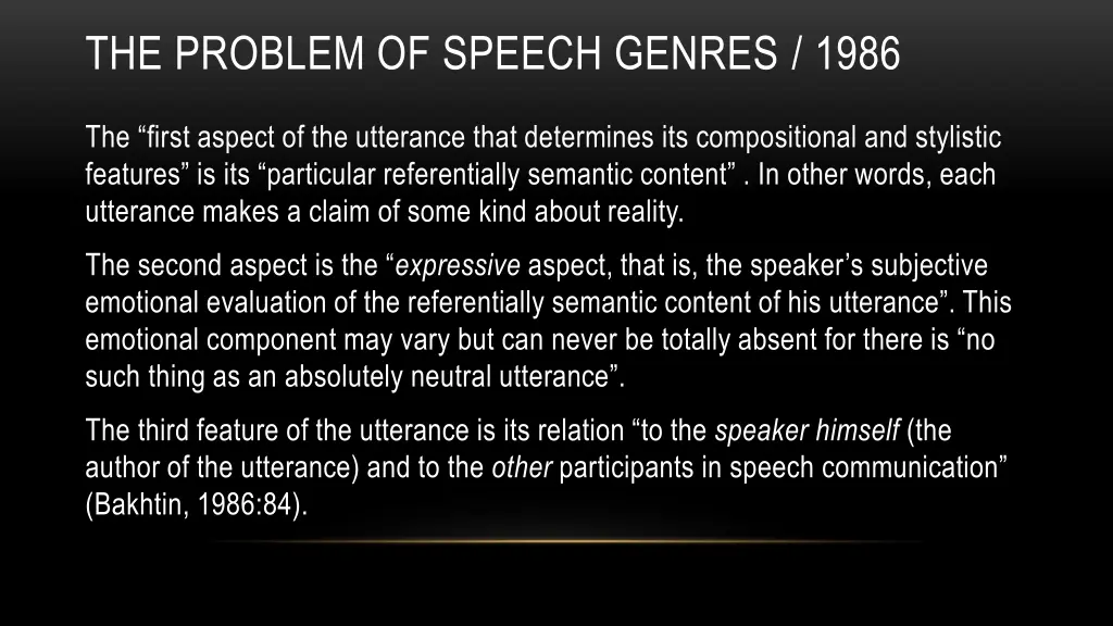 the problem of speech genres 1986 13