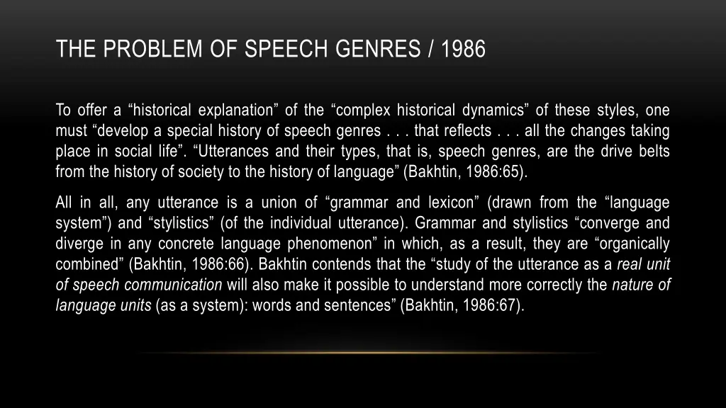 the problem of speech genres 1986 4