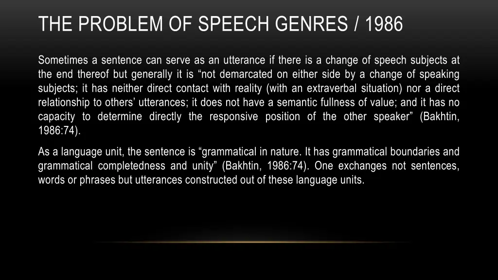 the problem of speech genres 1986 8