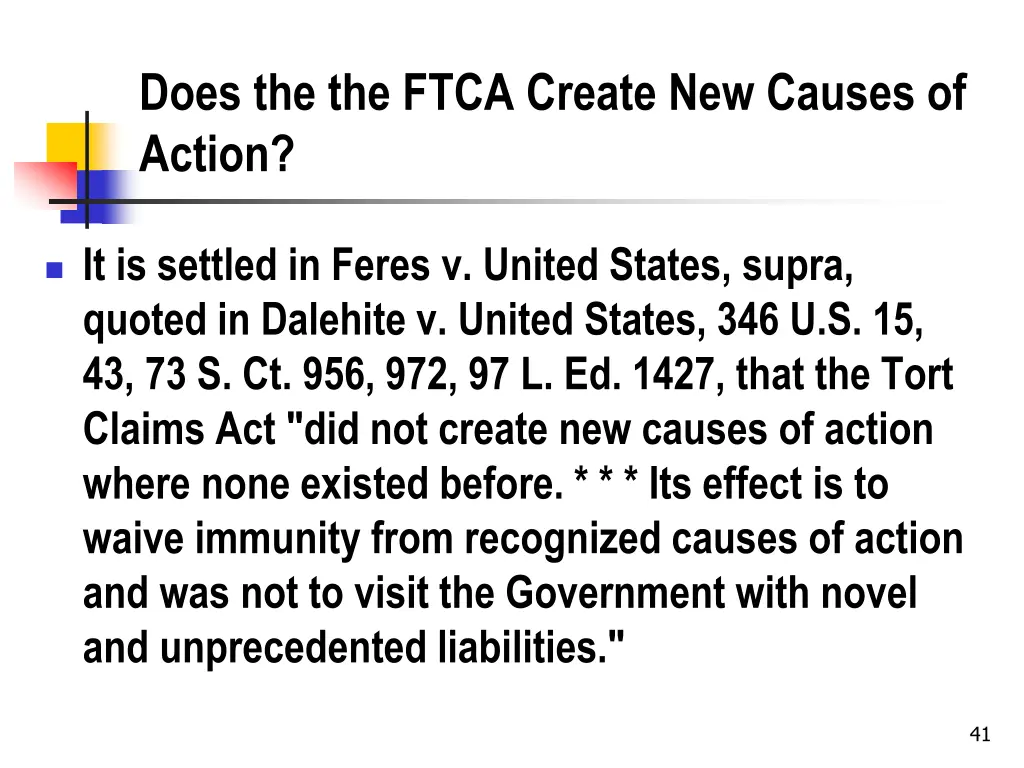 does the the ftca create new causes of action