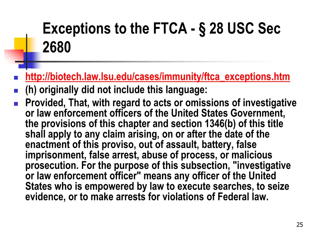 exceptions to the ftca 28 usc sec 2680