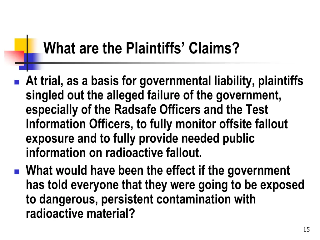 what are the plaintiffs claims