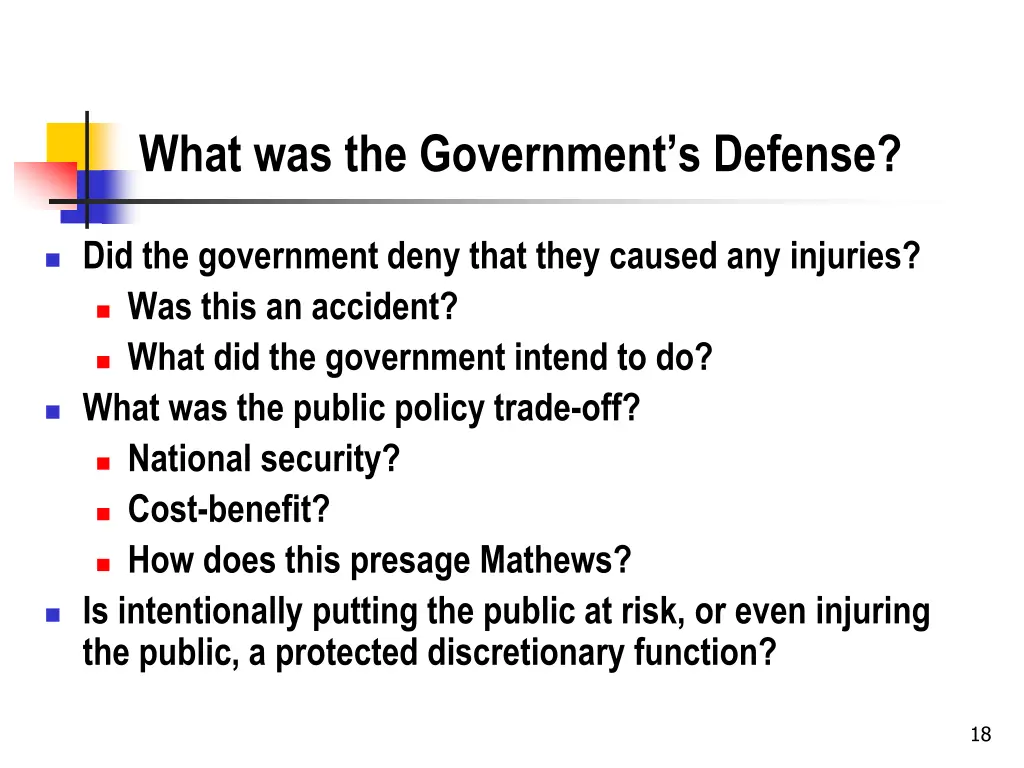 what was the government s defense