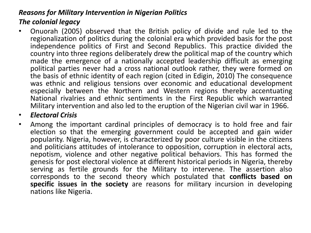 reasons for military intervention in nigerian