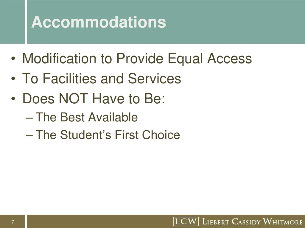 accommodations