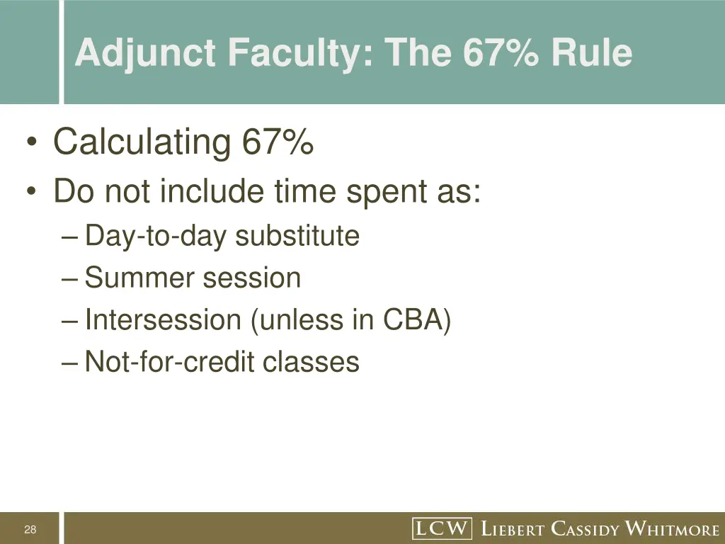 adjunct faculty the 67 rule 3