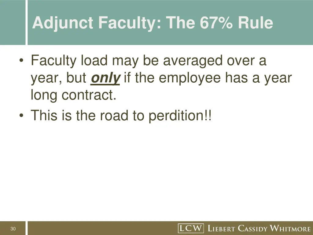 adjunct faculty the 67 rule 5