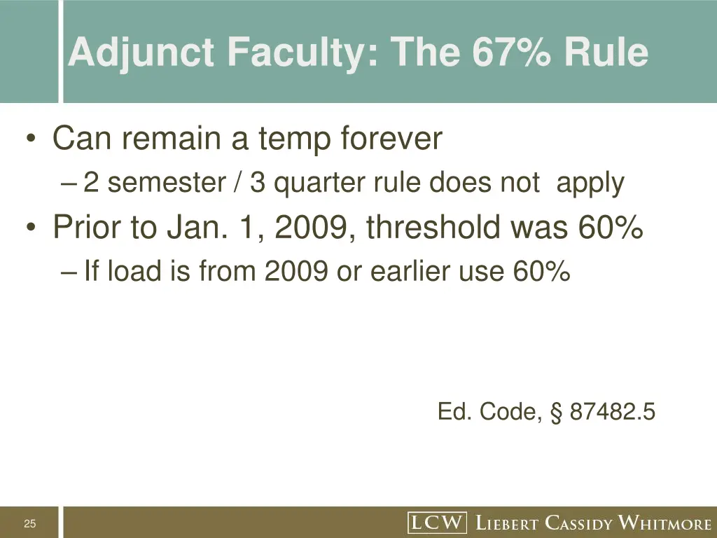 adjunct faculty the 67 rule