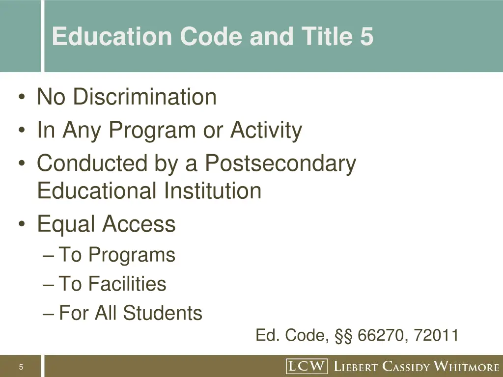 education code and title 5