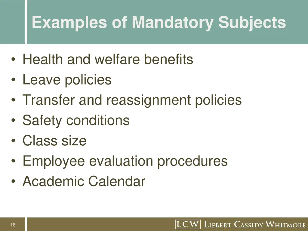 examples of mandatory subjects