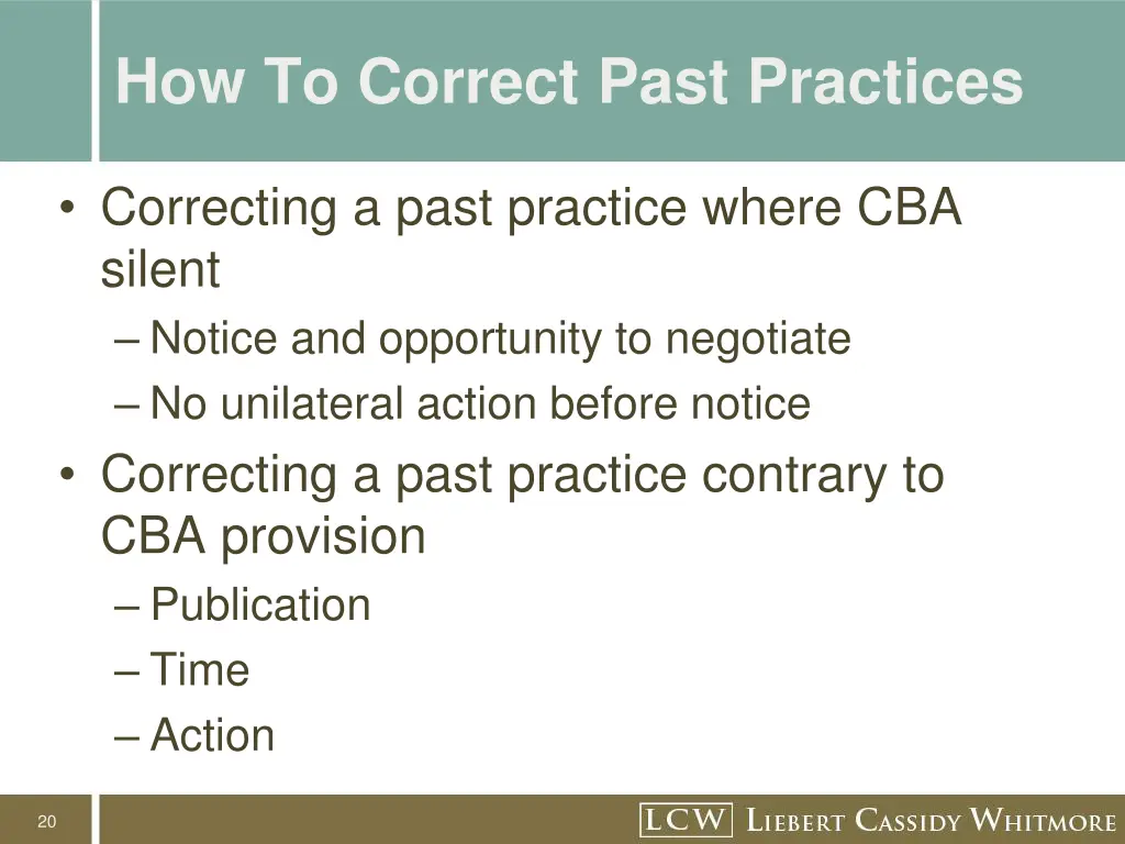 how to correct past practices