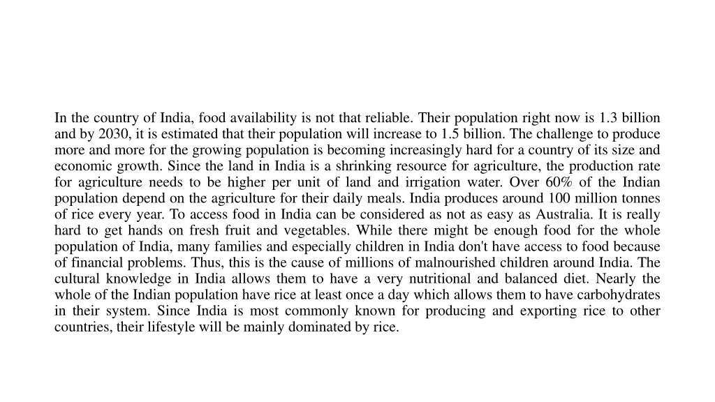 in the country of india food availability