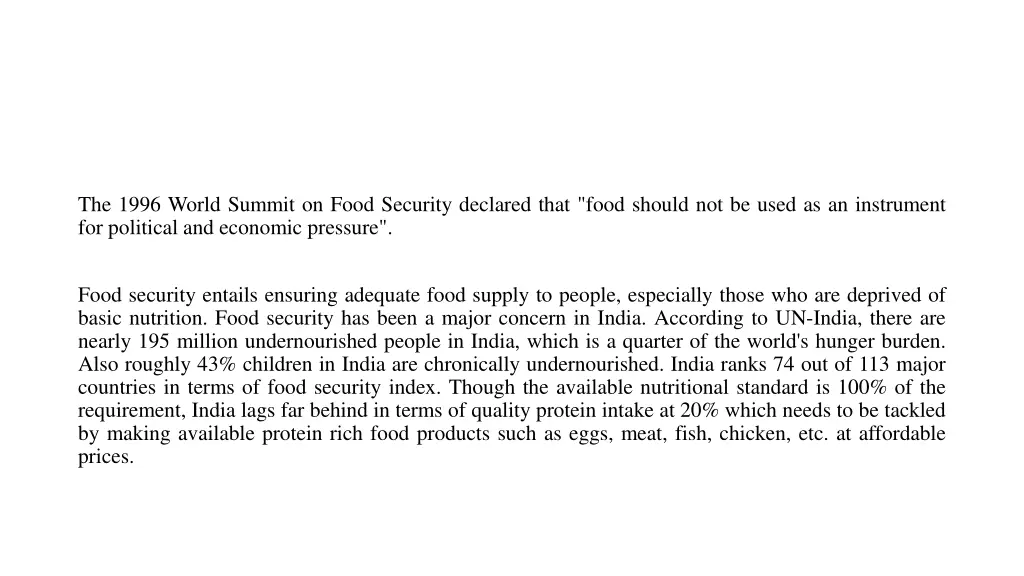 the 1996 world summit on food security declared