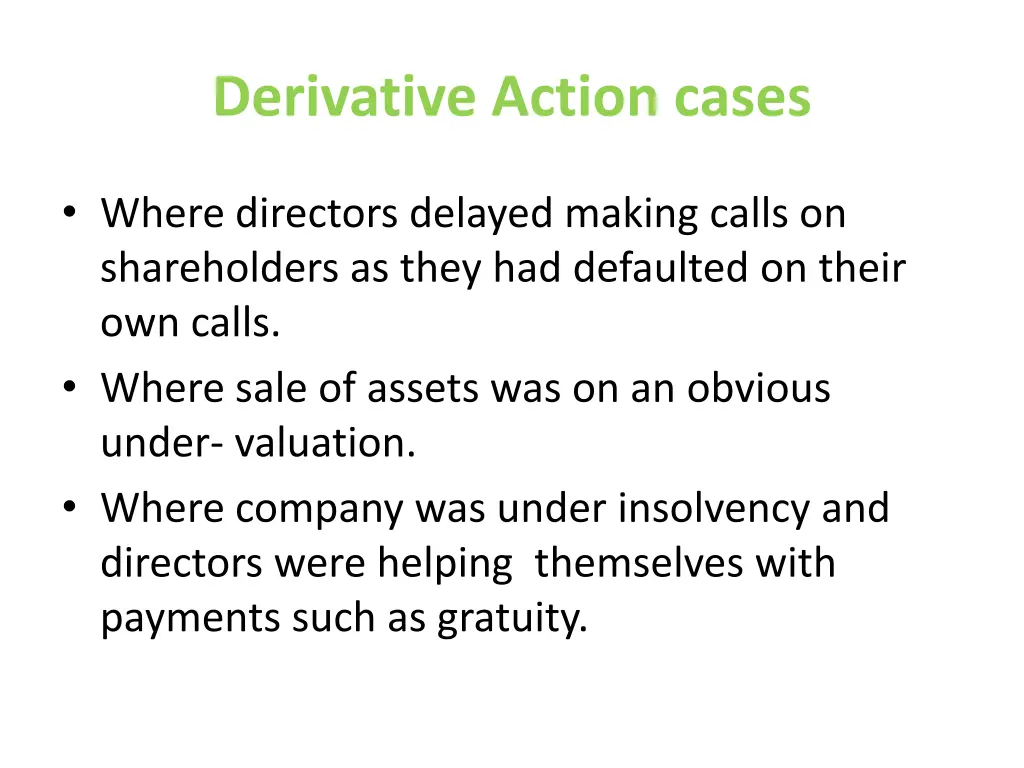 derivative action cases