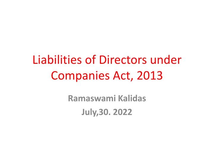 liabilities of directors under companies act 2013