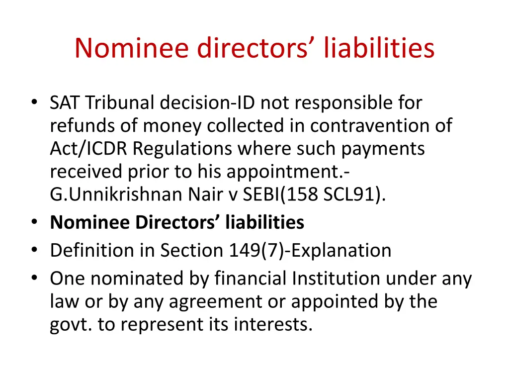 nominee directors liabilities