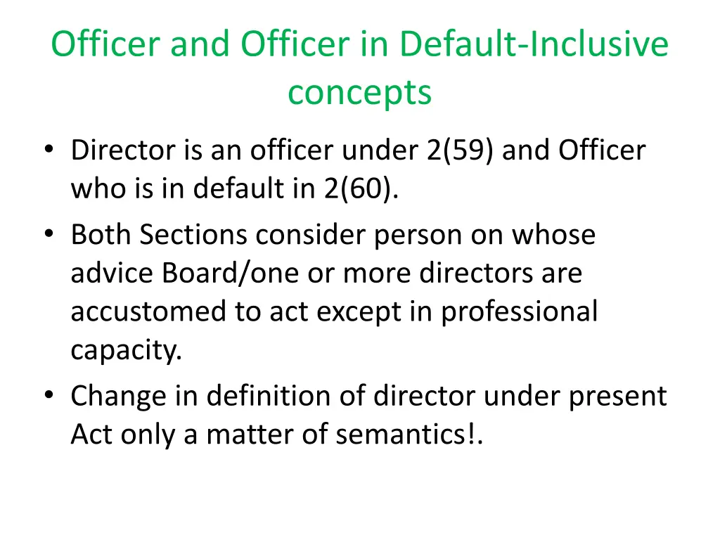 officer and officer in default inclusive concepts