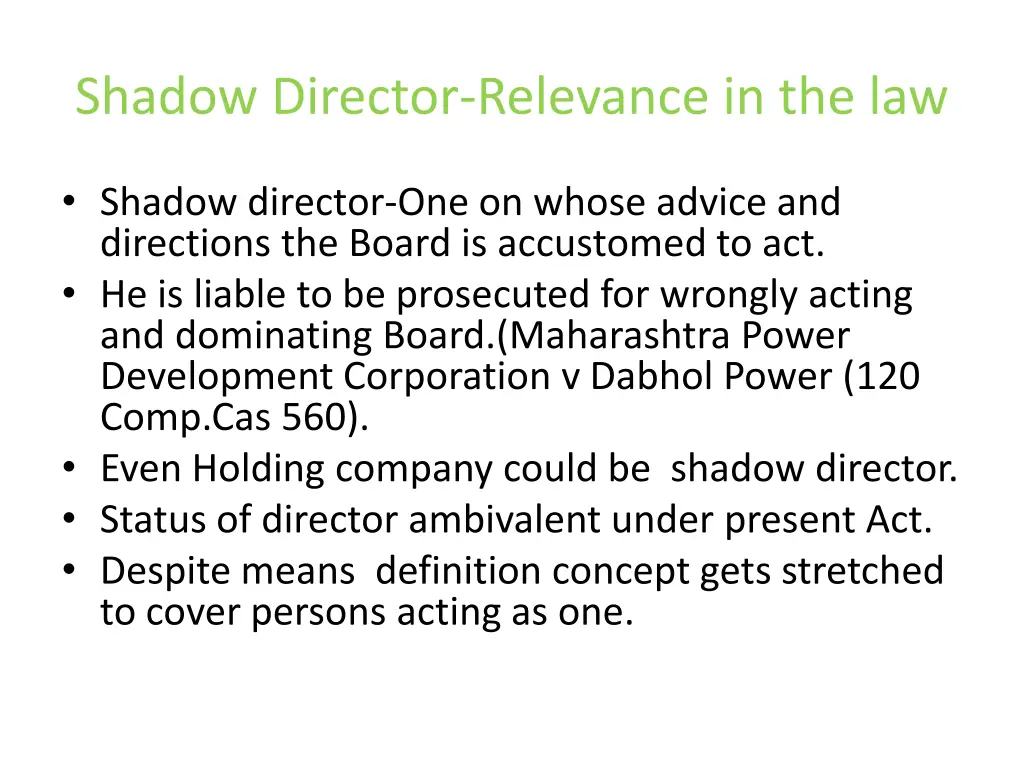 shadow director relevance in the law