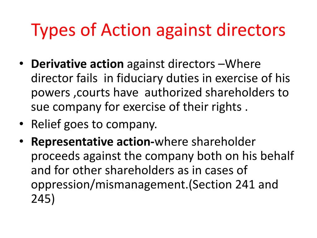 types of action against directors