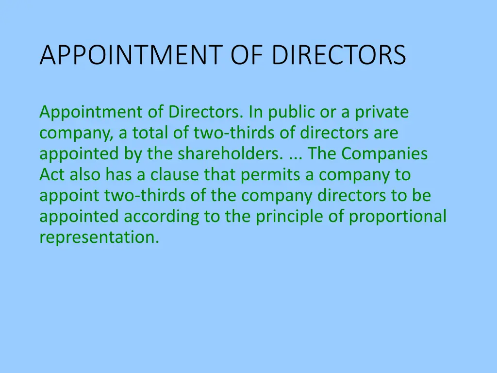 appointment of directors