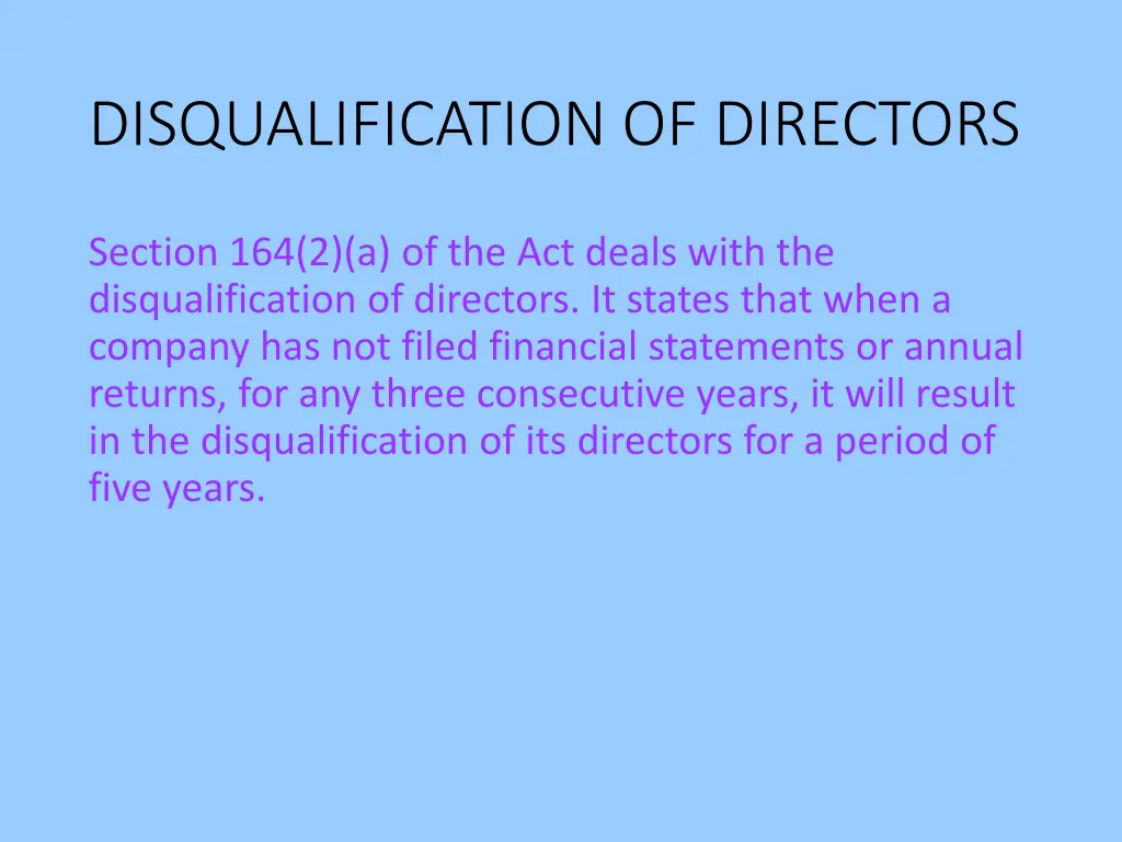 disqualification of directors