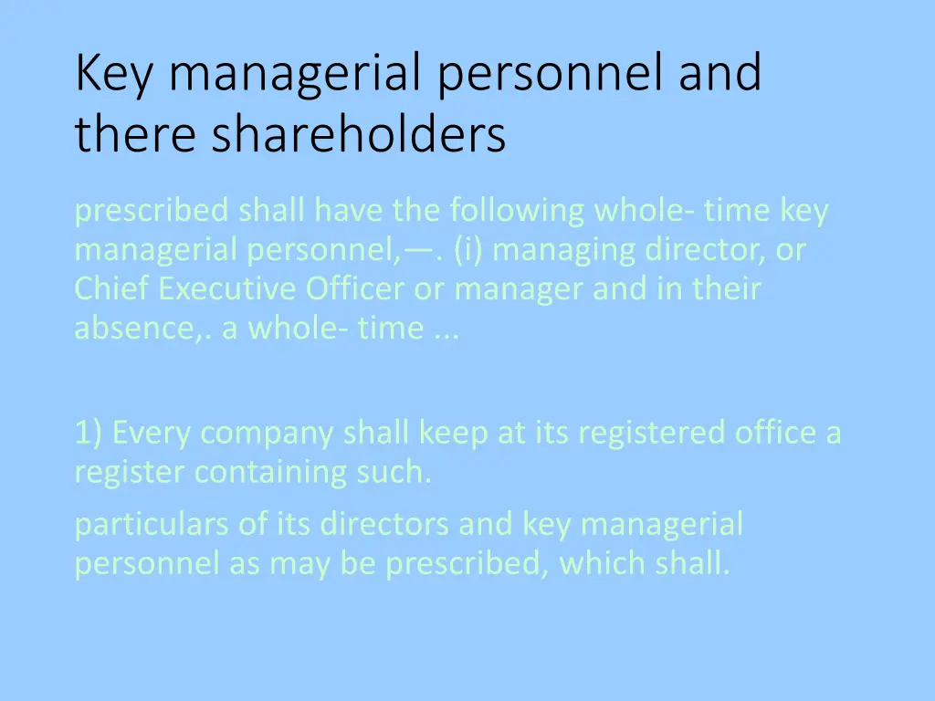 key managerial personnel and there shareholders