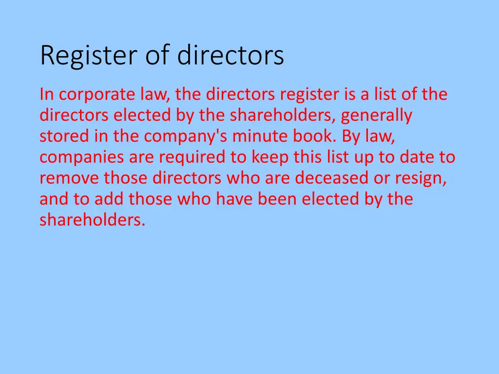 register of directors