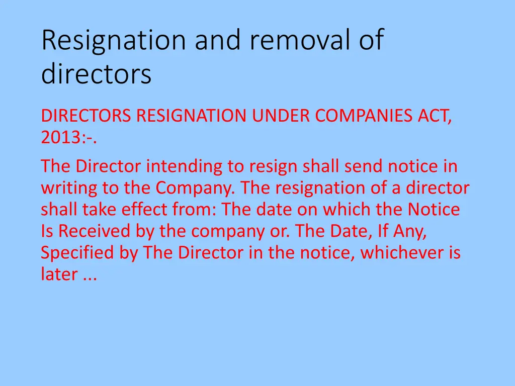 resignation and removal of directors