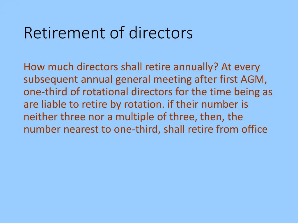 retirement of directors