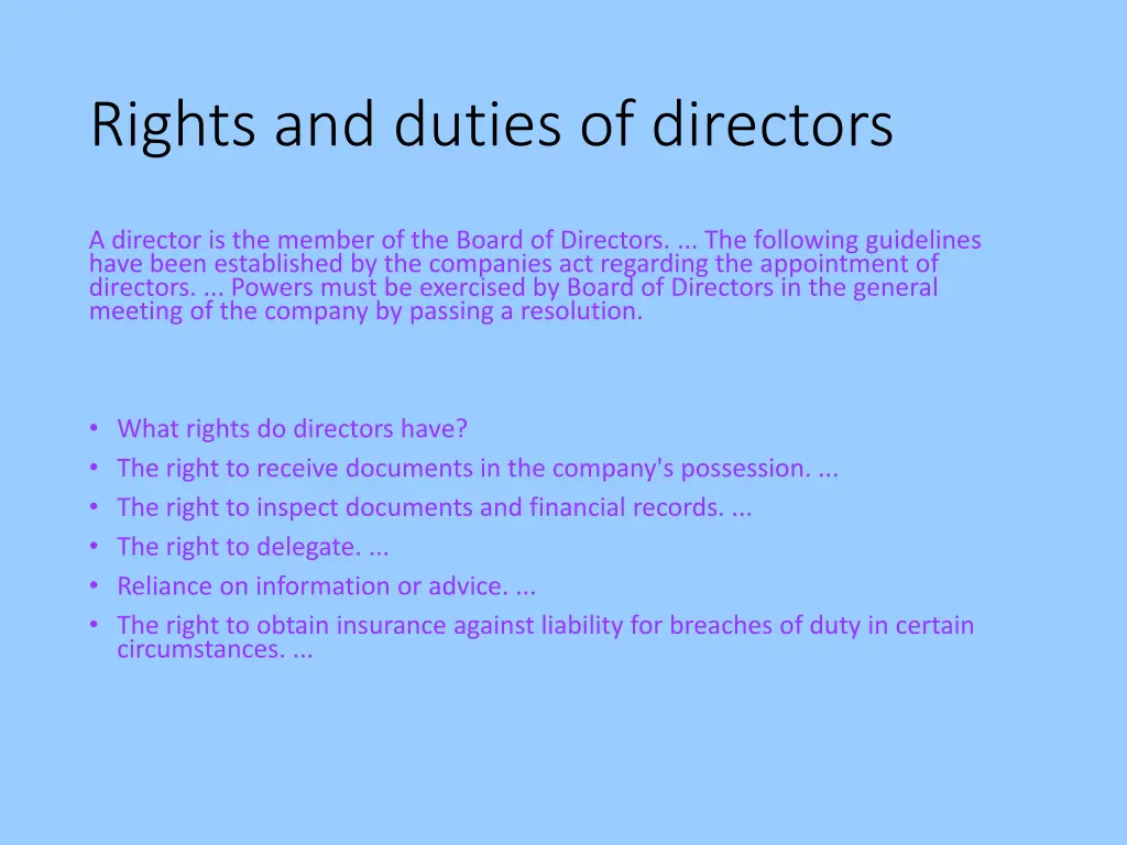 rights and duties of directors