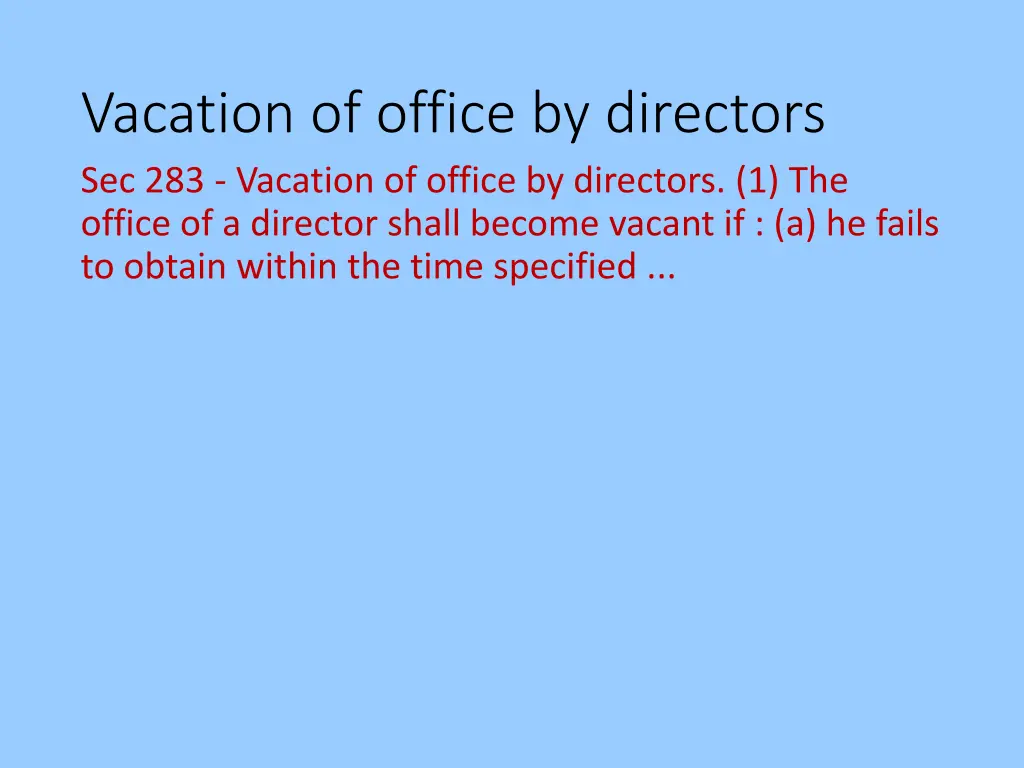 vacation of office by directors sec 283 vacation