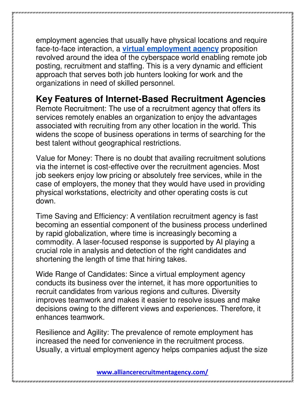 employment agencies that usually have physical