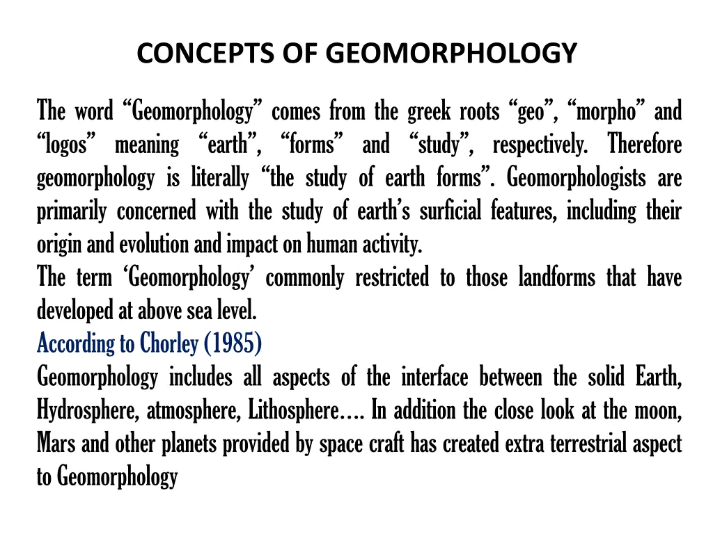 concepts of geomorphology