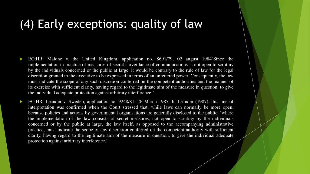 4 early exceptions quality of law 2