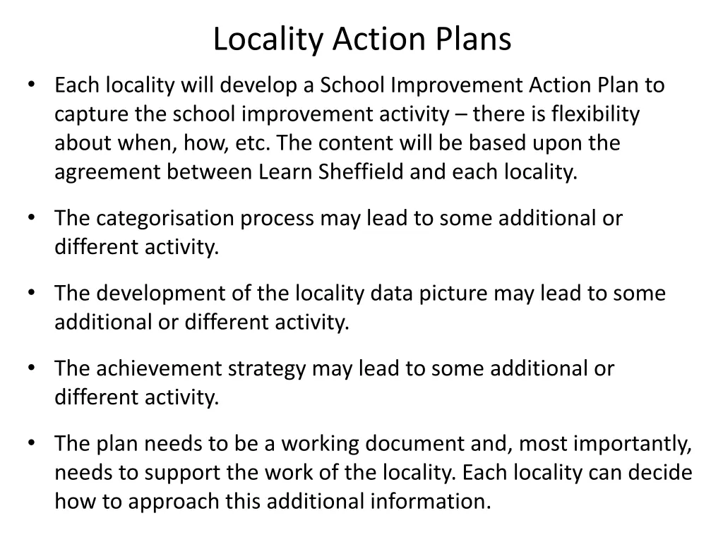 locality action plans