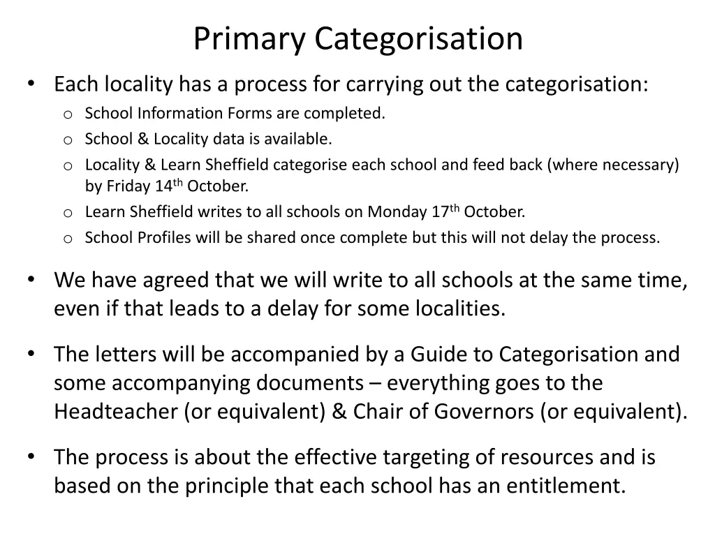 primary categorisation