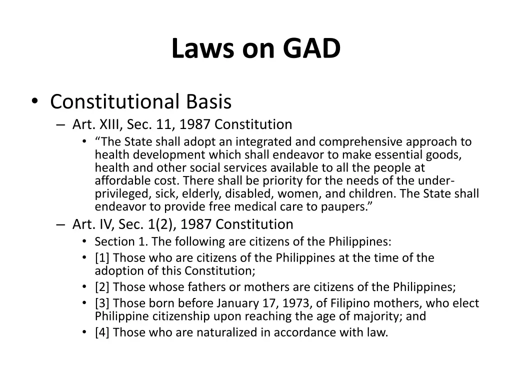 laws on gad 1