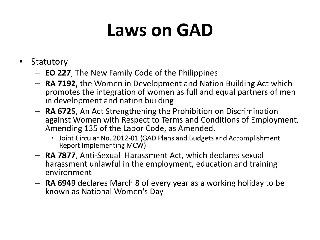 laws on gad 4