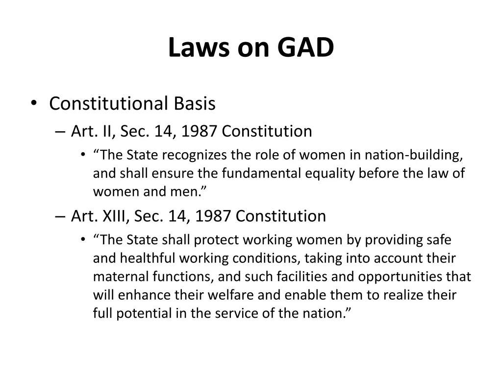 laws on gad