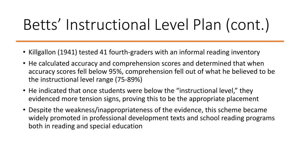 betts instructional level plan cont