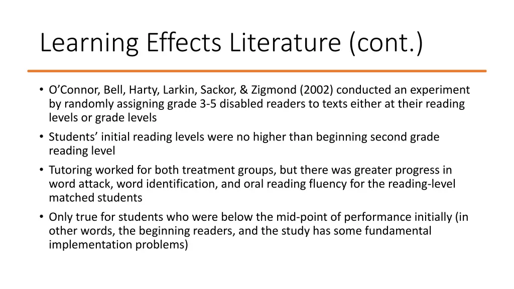 learning effects literature cont 4