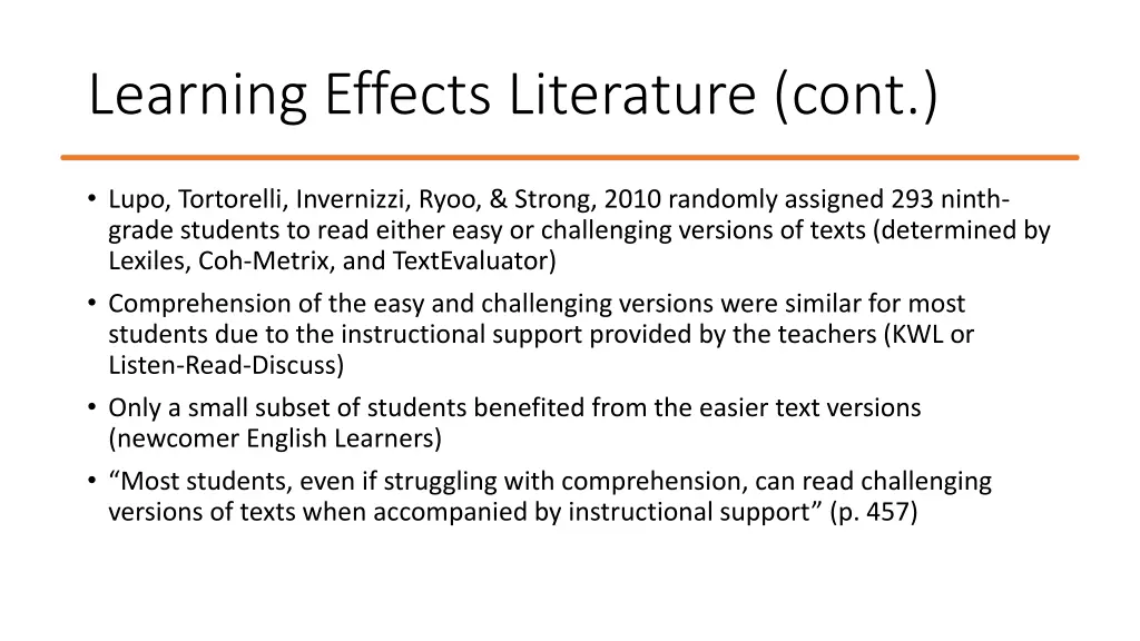 learning effects literature cont 9