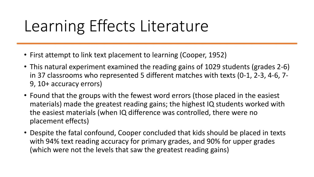 learning effects literature