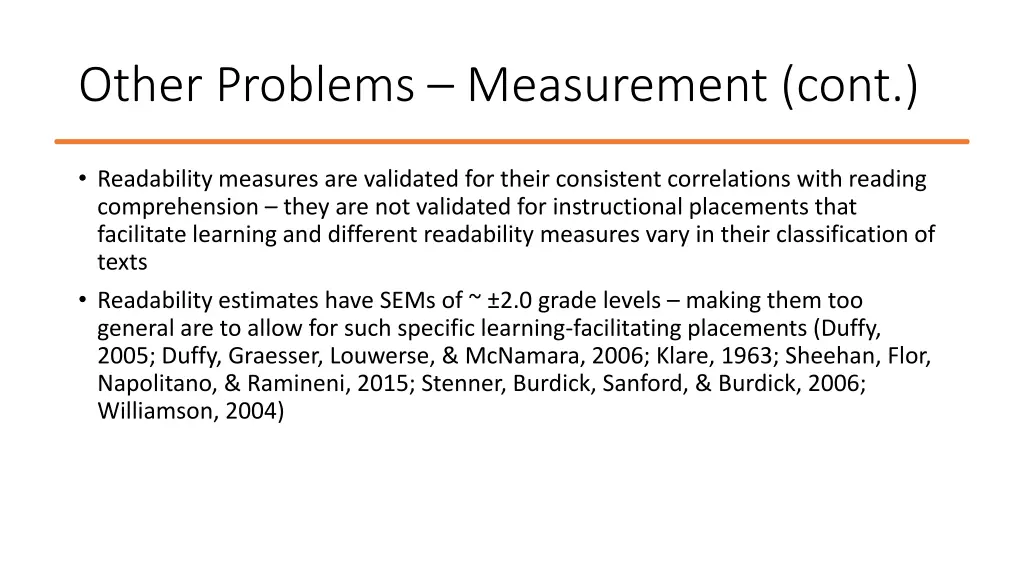 other problems measurement cont