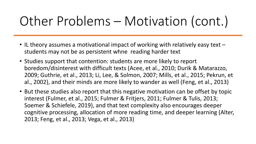 other problems motivation cont