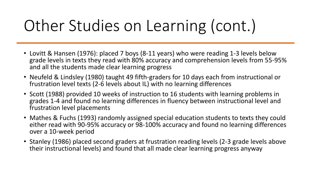 other studies on learning cont 1