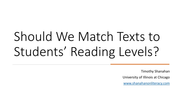 should we match texts to students reading levels