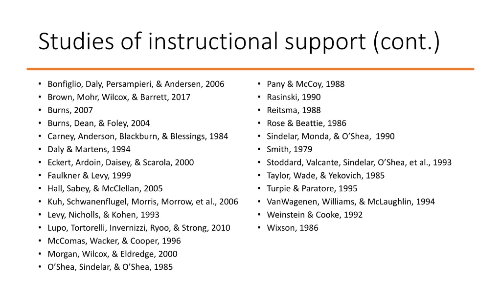 studies of instructional support cont 1