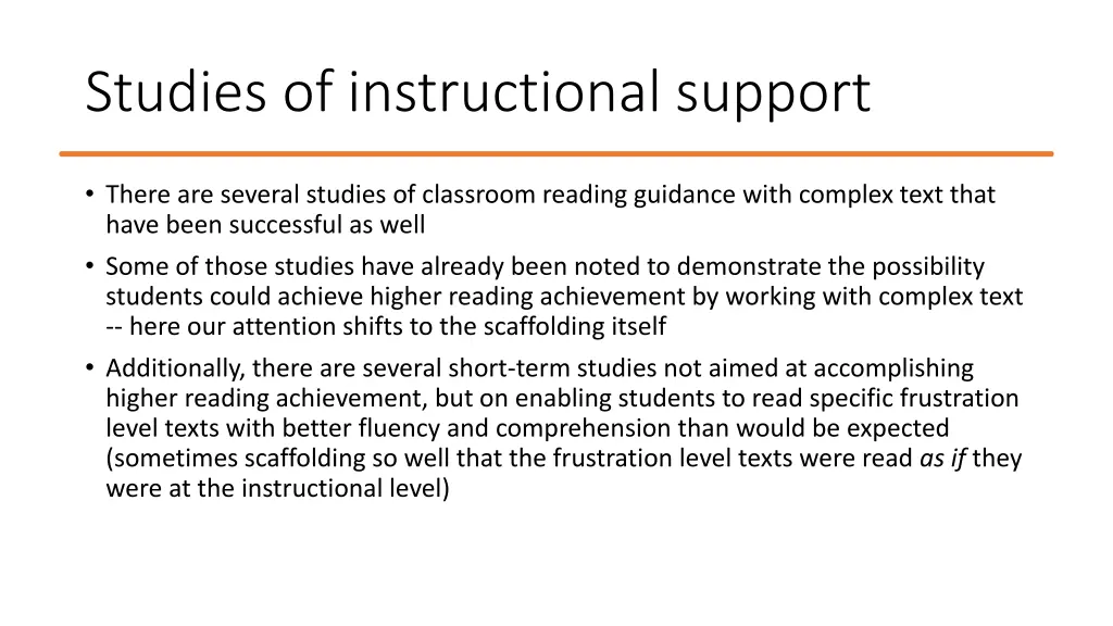 studies of instructional support