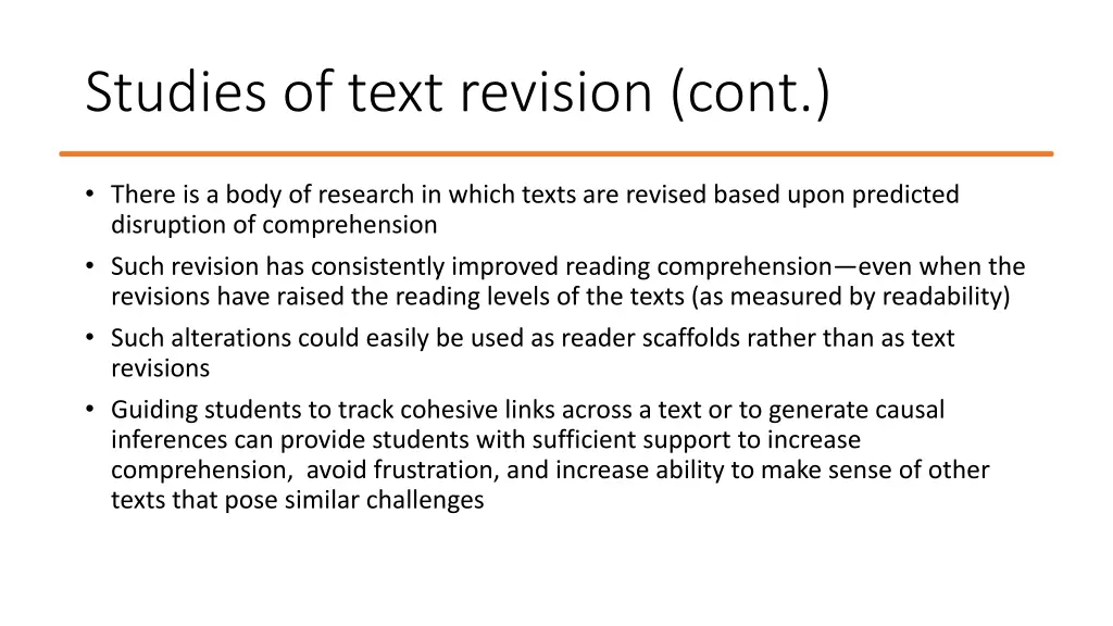 studies of text revision cont